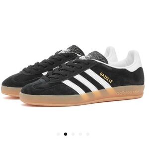 Adidas Gazelle Black and White Sneakers with Gum Sole